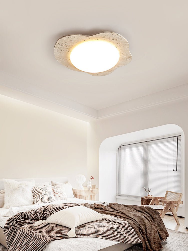 Travertine Cloud Flush Mount Ceiling Light in Natural Yellow Stone