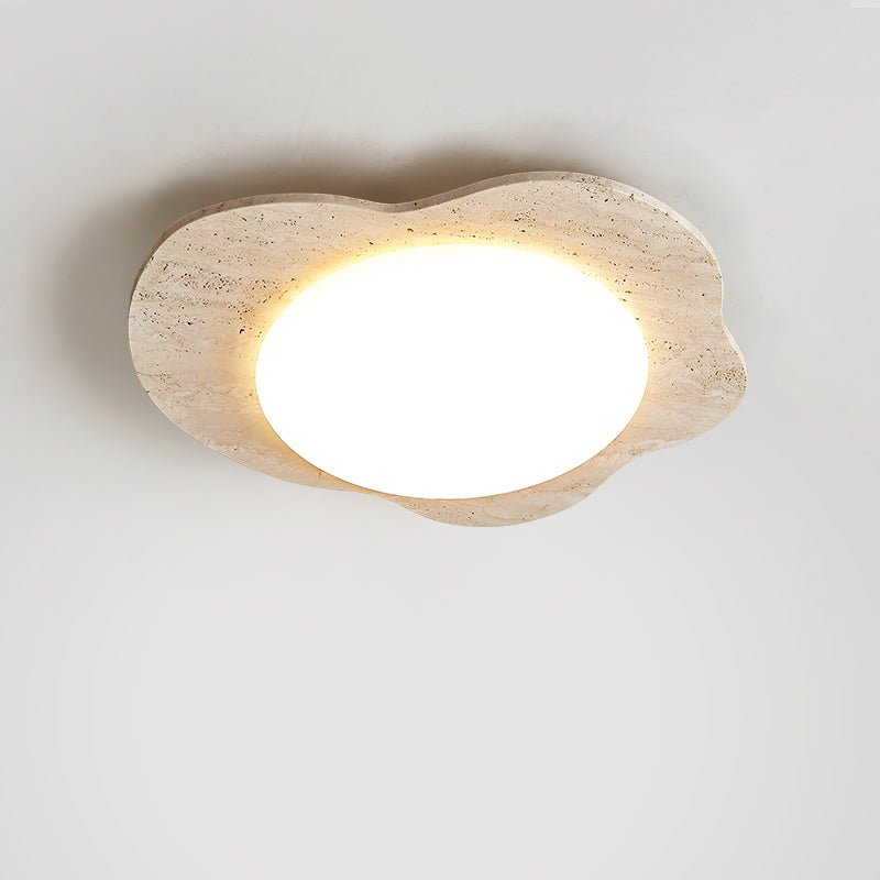 Travertine Cloud Flush Mount Ceiling Light in Natural Yellow Stone