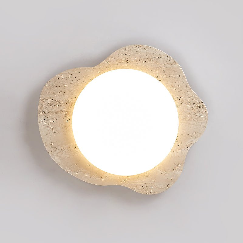 Travertine Cloud Flush Mount Ceiling Light in Natural Yellow Stone