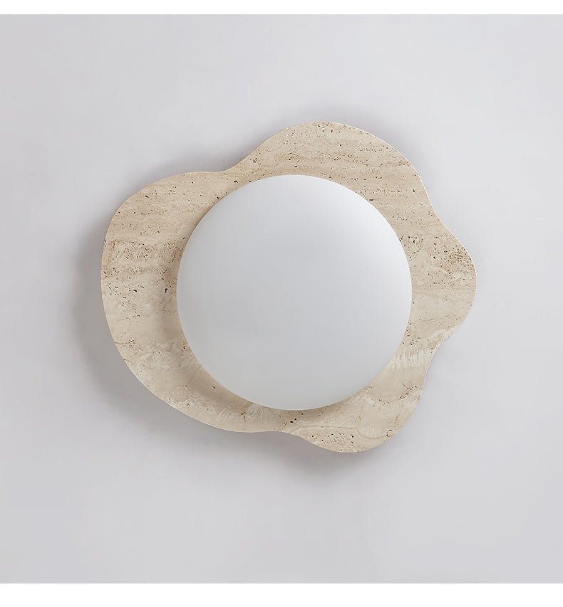 Travertine Cloud Flush Mount Ceiling Light in Natural Yellow Stone