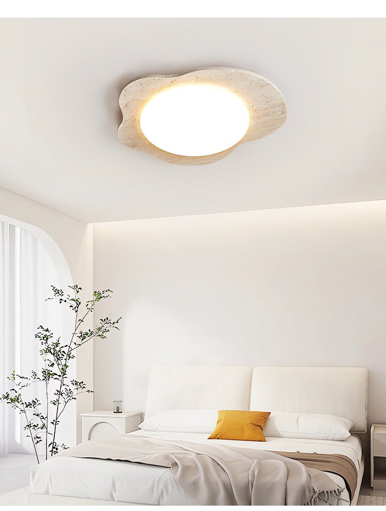 Travertine Cloud Flush Mount Ceiling Light in Natural Yellow Stone