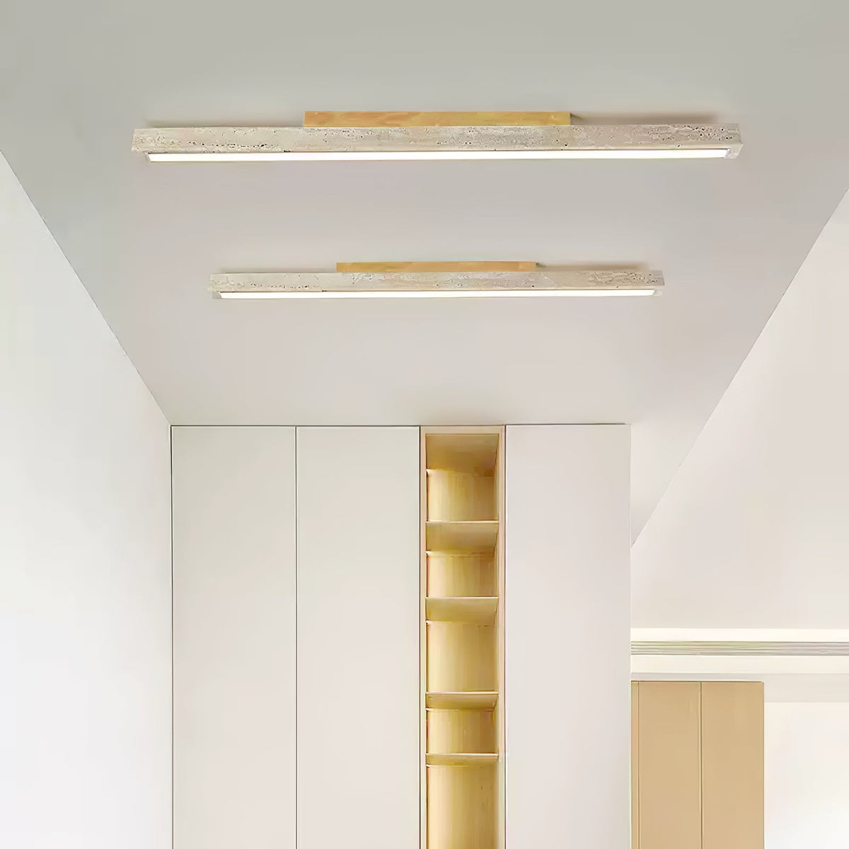 Travertine Linear Ceiling Light – Natural Stone LED Fixture for Modern Interiors