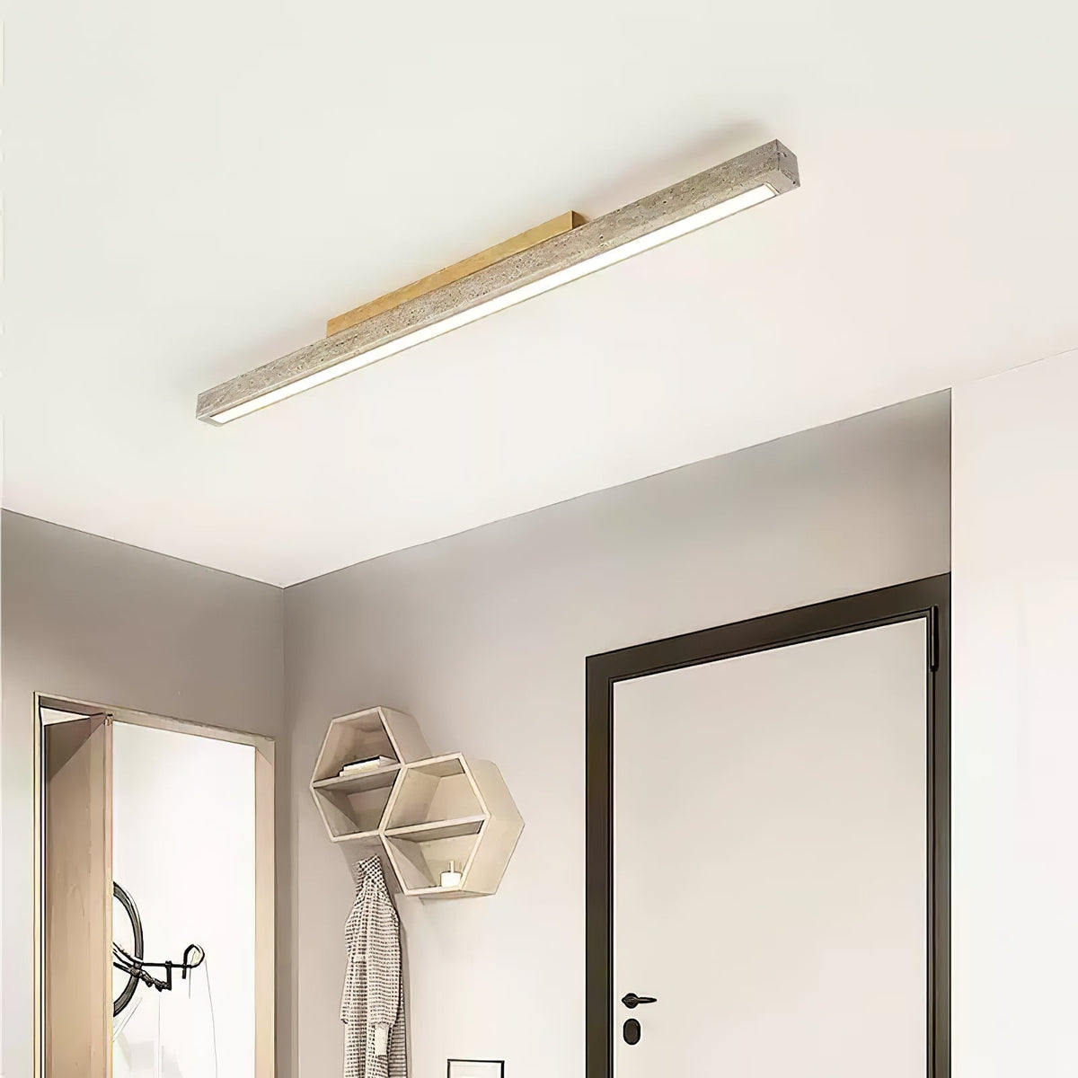 Travertine Linear Ceiling Light – Natural Stone LED Fixture for Modern Interiors