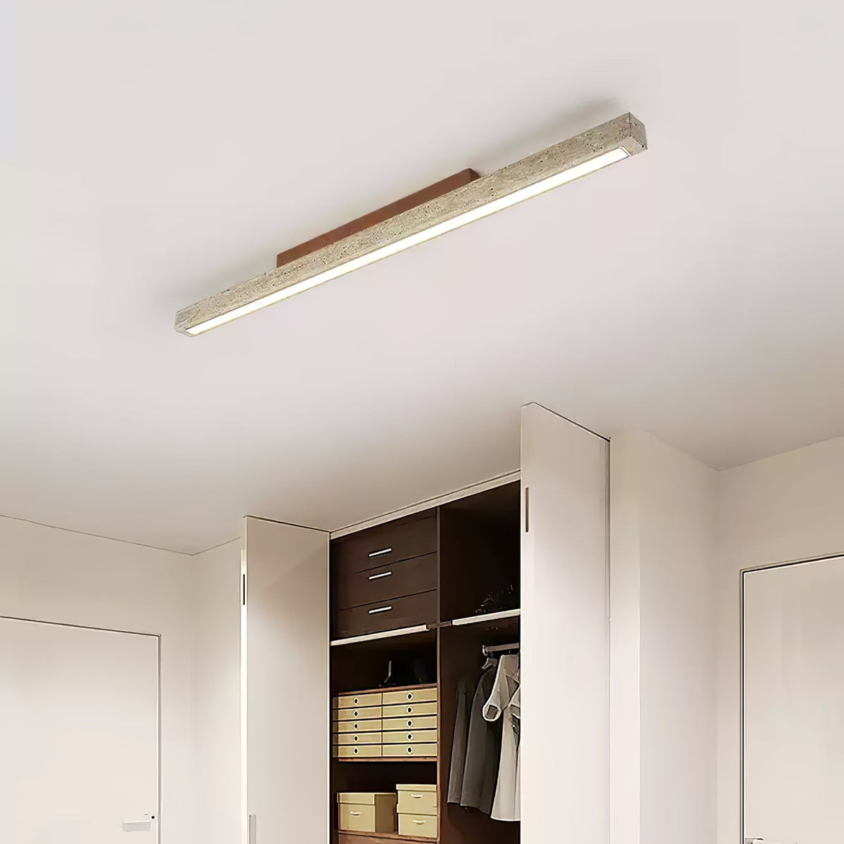 Travertine Linear Ceiling Light – Natural Stone LED Fixture for Modern Interiors