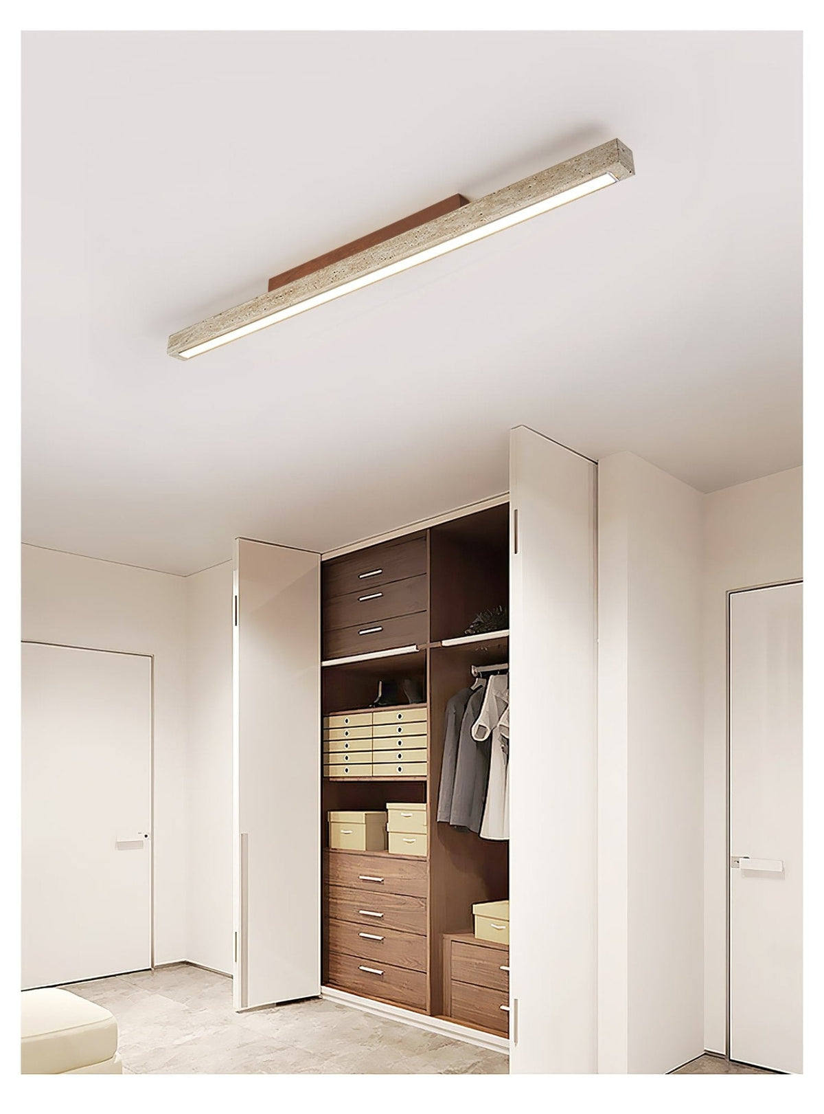 Travertine Linear Ceiling Light – Natural Stone LED Fixture for Modern Interiors