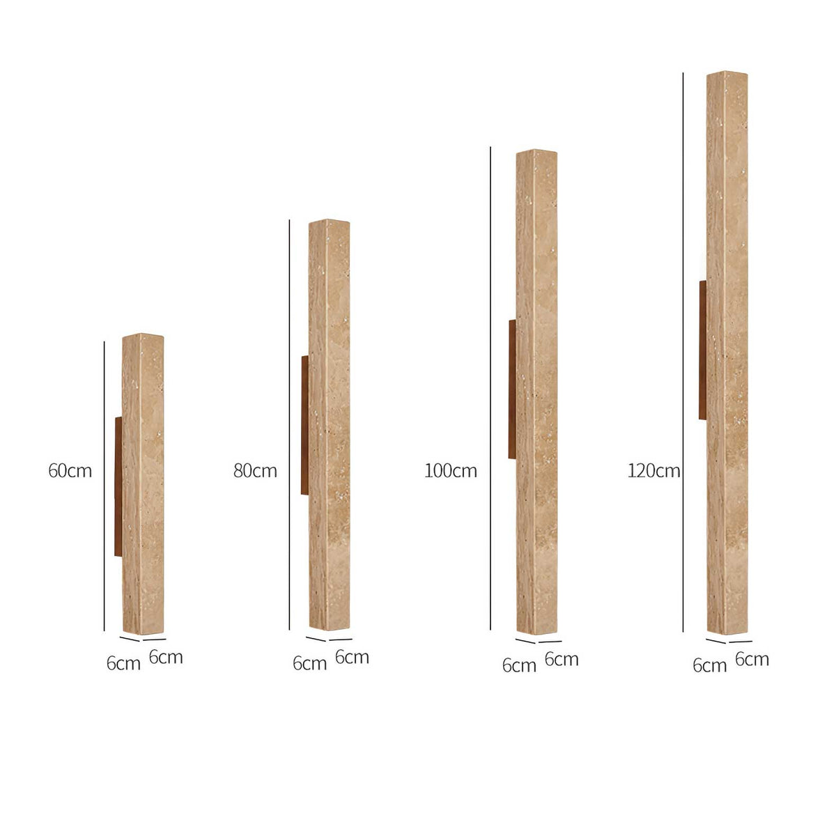 Travertine Column Wall Sconce in Yellow Travertine