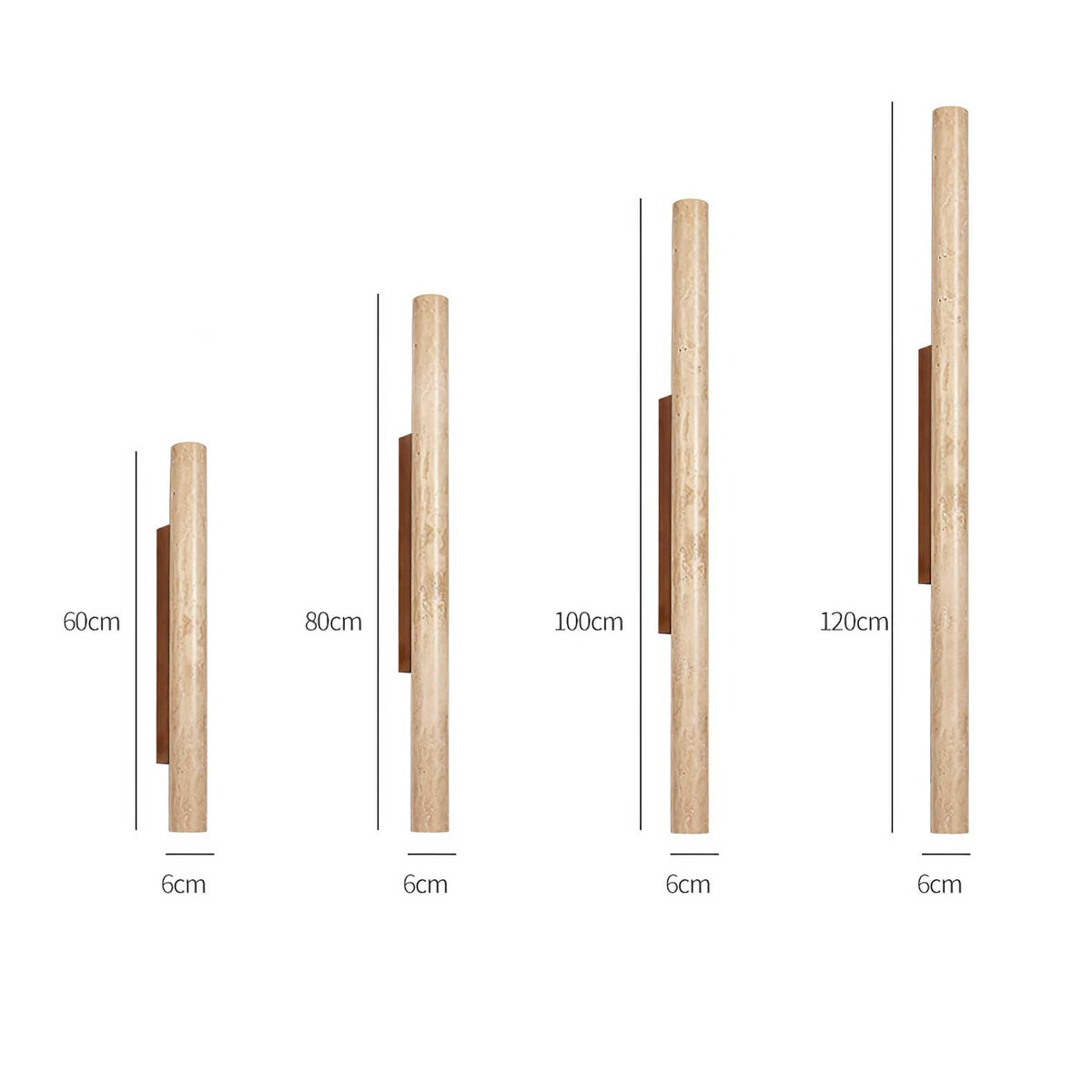 Travertine Column Wall Sconce in Yellow Travertine