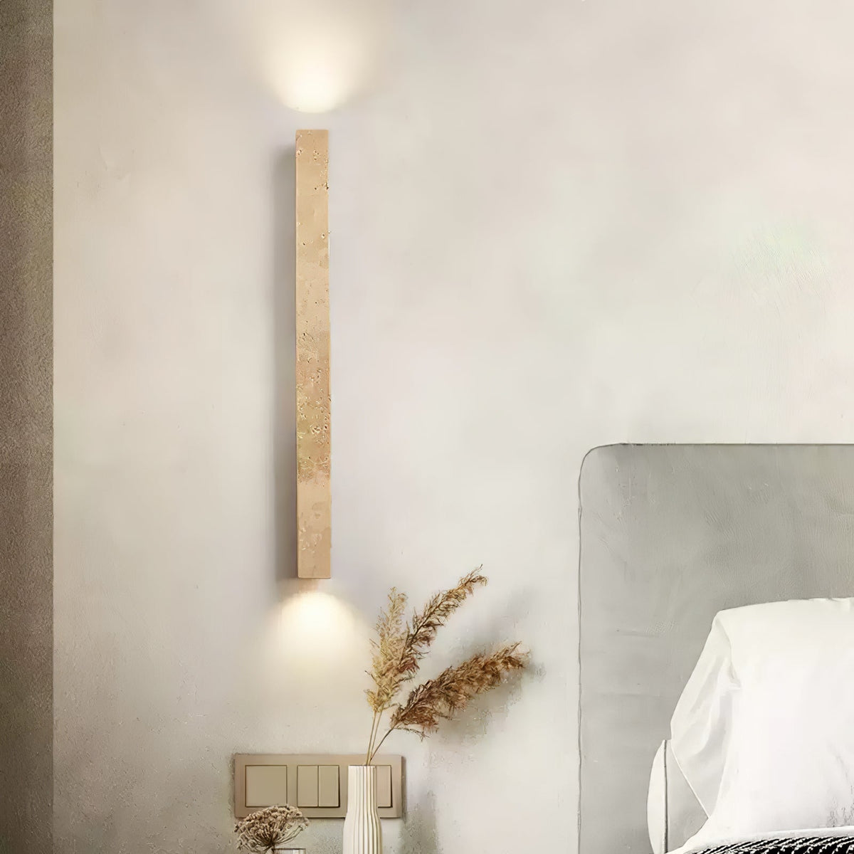 Travertine Column Wall Sconce in Yellow Travertine