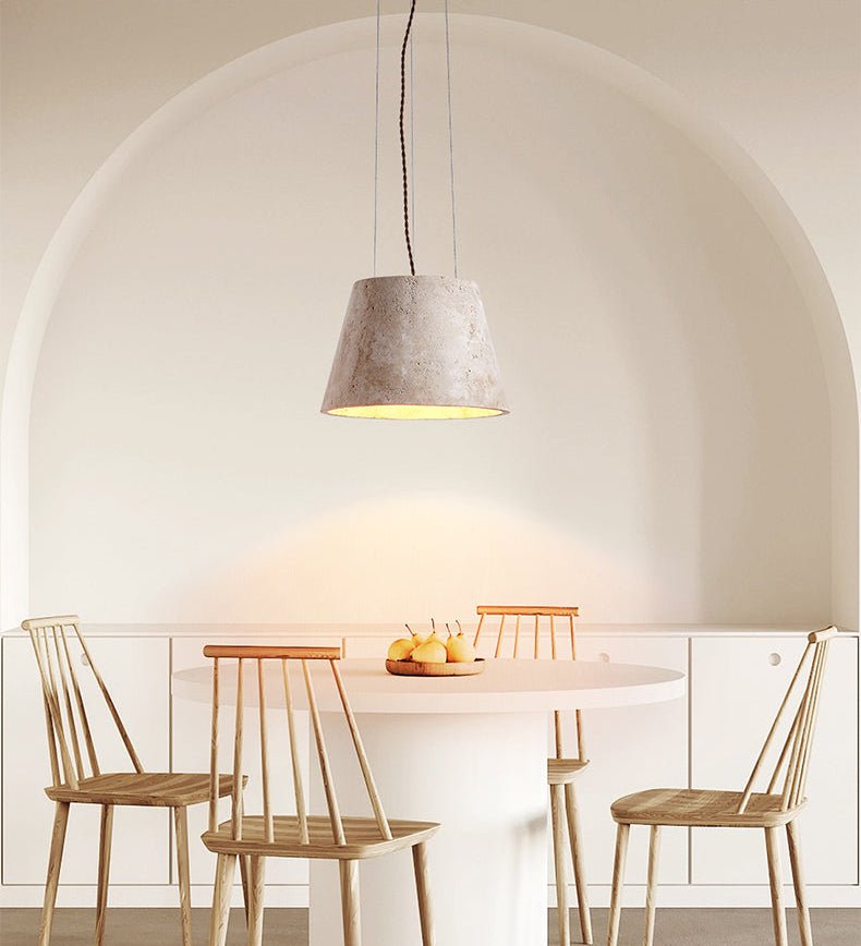 Travertine Cone Pendant Light – Natural Stone Illumination