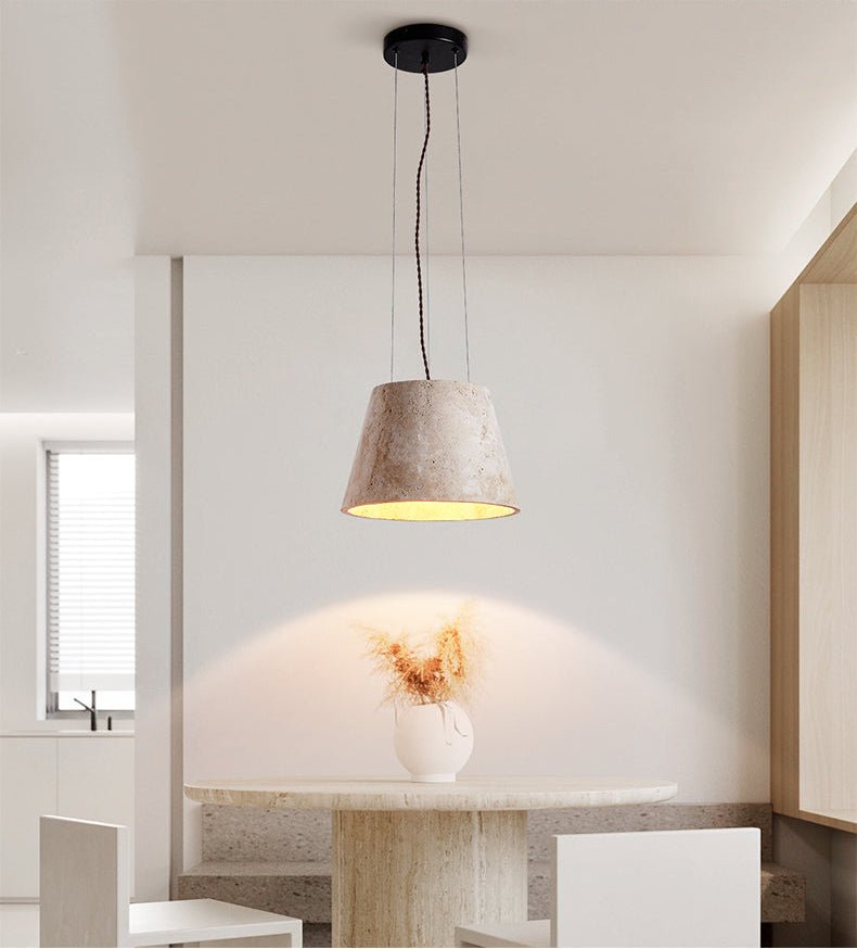 Travertine Cone Pendant Light – Natural Stone Illumination