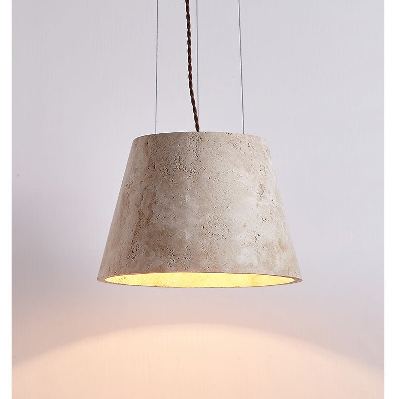 Travertine Cone Pendant Light – Natural Stone Illumination