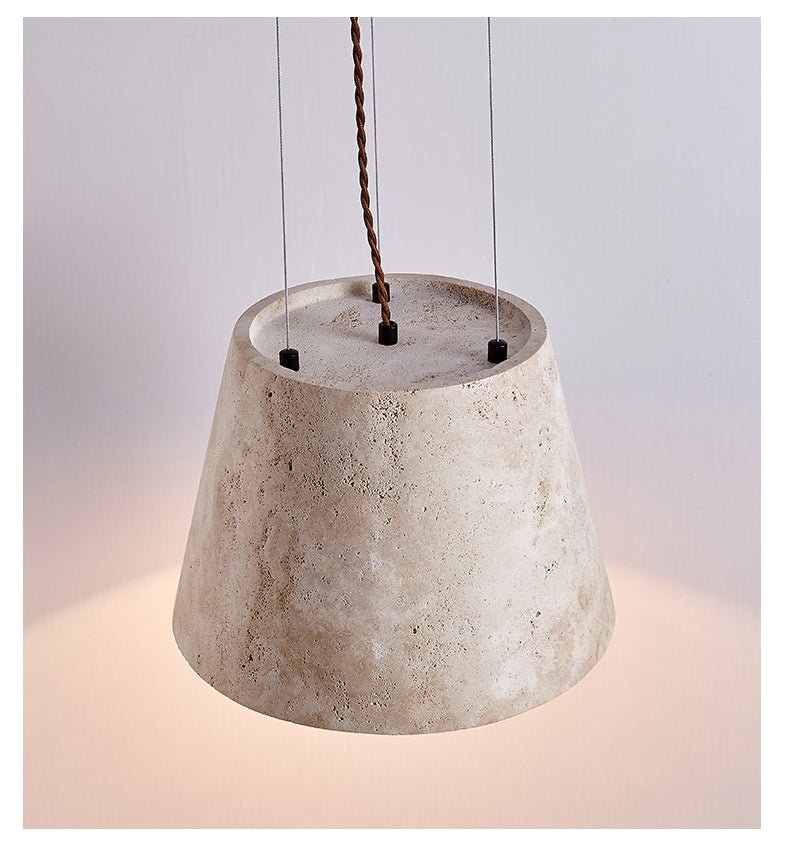 Travertine Cone Pendant Light – Natural Stone Illumination