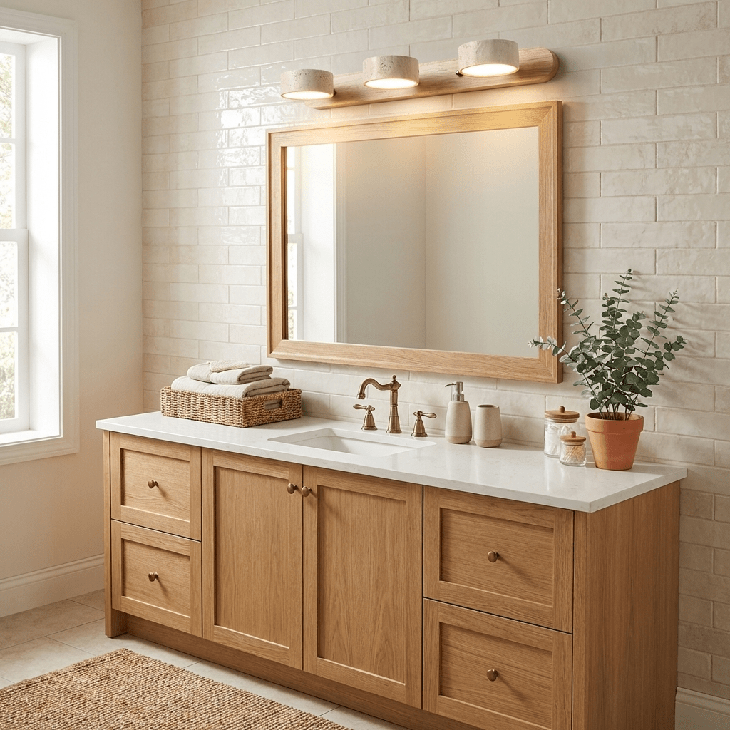 Travertine Duo Wall Sconce — Natural Stone LED Wall Light
