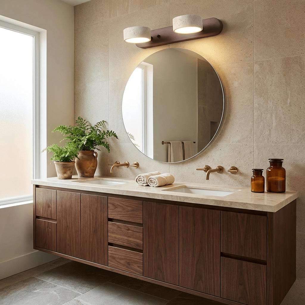 Travertine Duo Cordless LED Wall Sconce with Touch Dimming