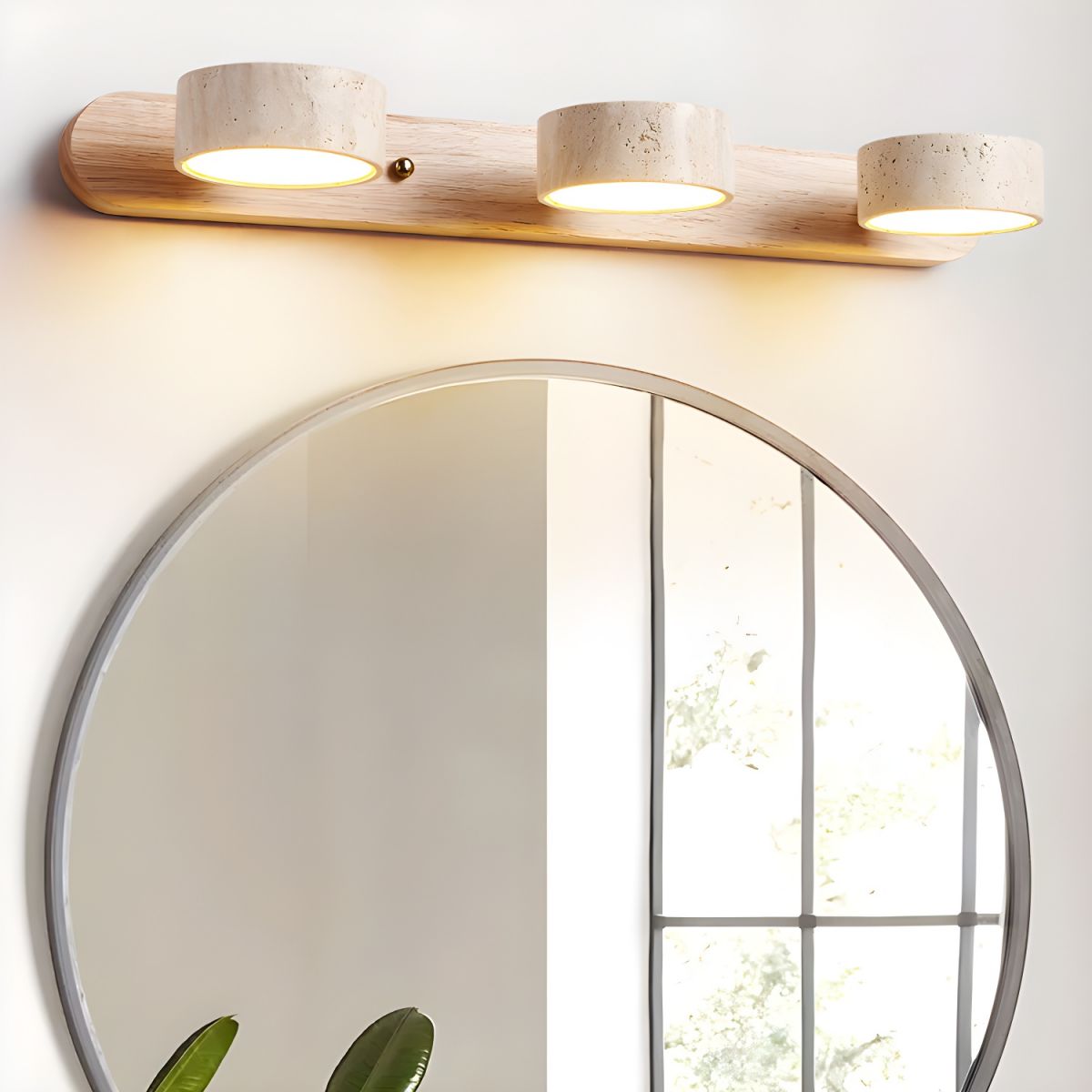 Travertine Duo Wall Sconce — Natural Stone LED Wall Light