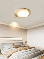Travertine Oval Ceiling Light with Walnut Knob – Modern Natural Illumination