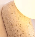 Travertine Pebble Wall Sconce with Opal Glass Globe for Modern Interiors