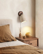 Travertine Pivoting Wall Sconce in Natural Stone and Walnut
