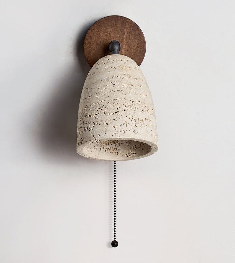 Travertine Pivoting Wall Sconce in Natural Stone and Walnut