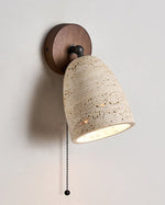 Travertine Pivoting Wall Sconce in Natural Stone and Walnut