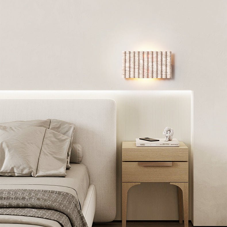 Ribbed Travertine Wall Sconce | Organic Modern Stone Lighting
