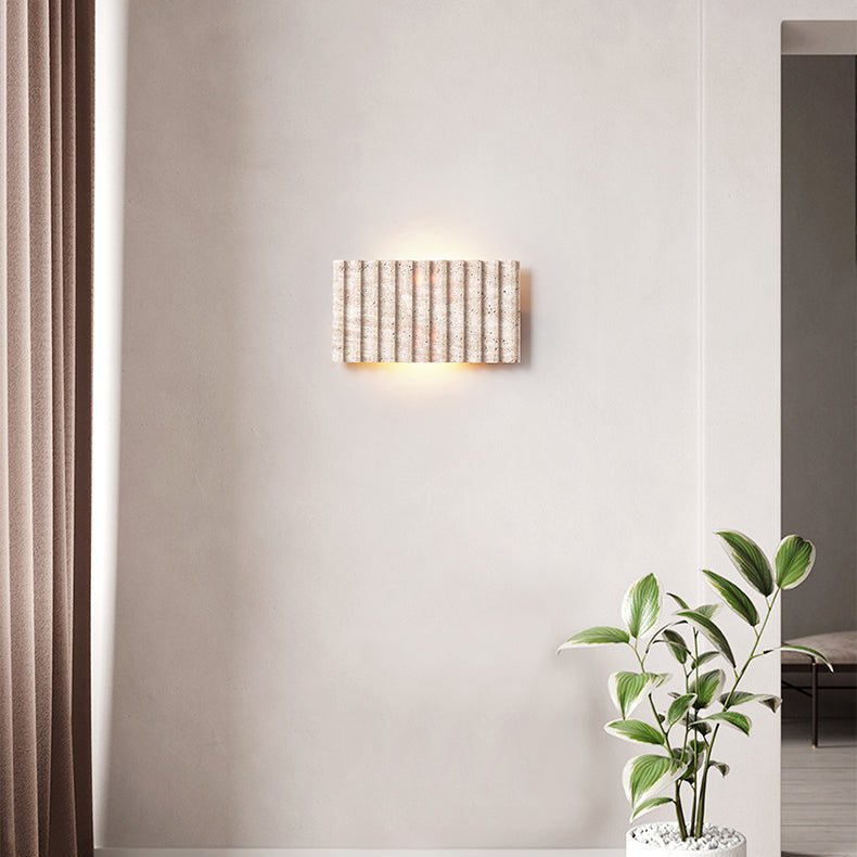Ribbed Travertine Wall Sconce | Organic Modern Stone Lighting