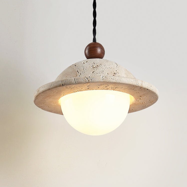 Travertine Saucer Pendant Light – Natural Stone Illumination for Modern Interiors