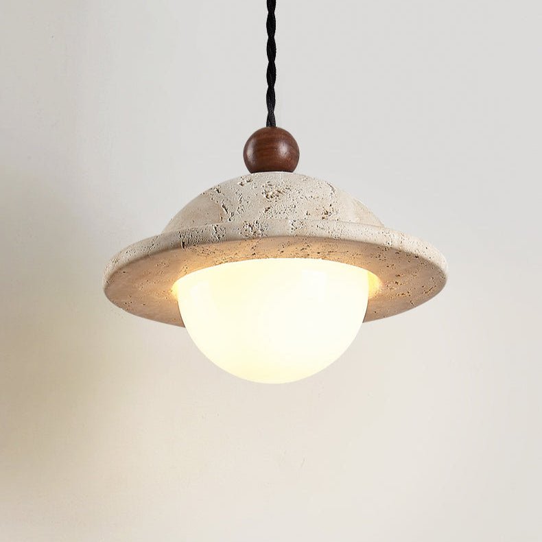 Travertine Saucer Pendant Light – Natural Stone Illumination for Modern Interiors