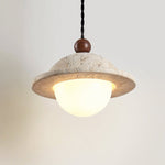 Travertine Saucer Pendant Light – Natural Stone Illumination for Modern Interiors