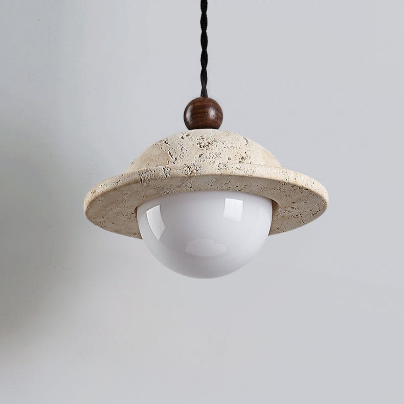 Travertine Saucer Pendant Light – Natural Stone Illumination for Modern Interiors