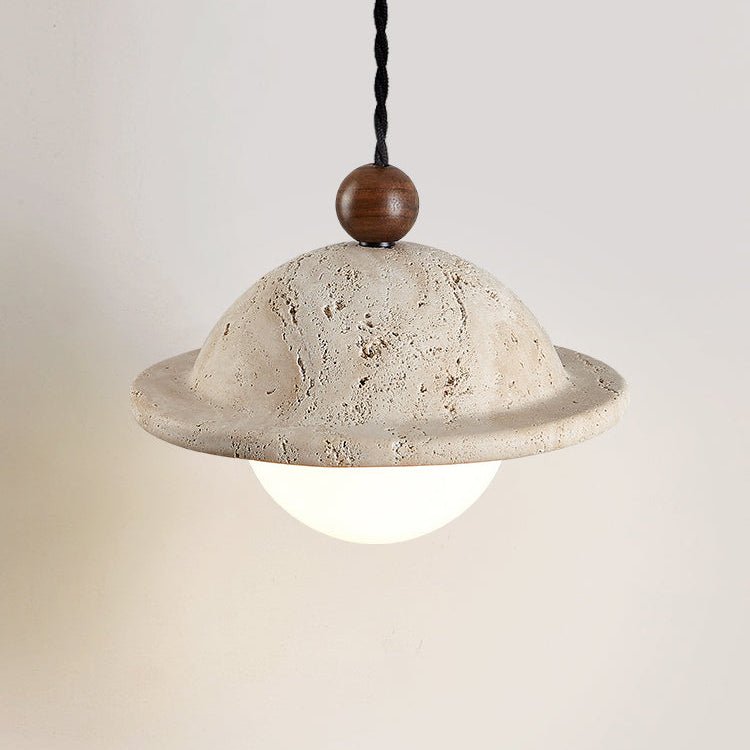 Travertine Saucer Pendant Light – Natural Stone Illumination for Modern Interiors