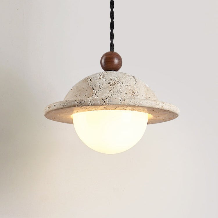 Travertine Saucer Pendant Light – Natural Stone Illumination for Modern Interiors