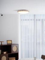 Travertine Scallop Edge Flush Mount Ceiling Light, Natural Stone LED
