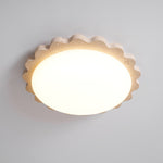 Travertine Scallop Edge Flush Mount Ceiling Light, Natural Stone LED