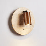 Travertine Spot Wall Sconce in Walnut Wood – Modern Stone Lighting