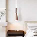 Travertine Teardrop Pendant Light — Natural Stone & Wood Designer Ceiling Lamp