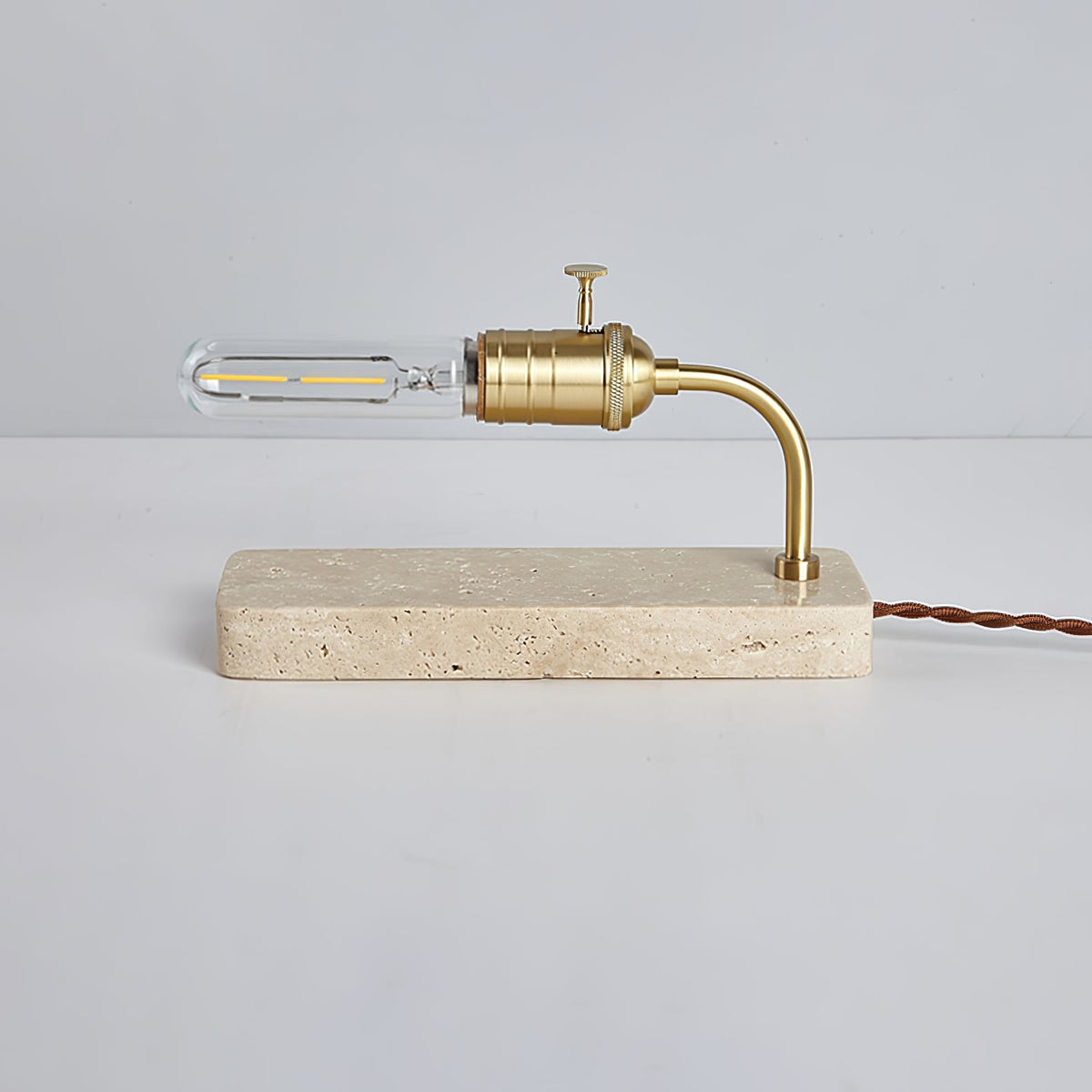 Travertine Vintage Tube Table Lamp – Modern Stone Desk Light