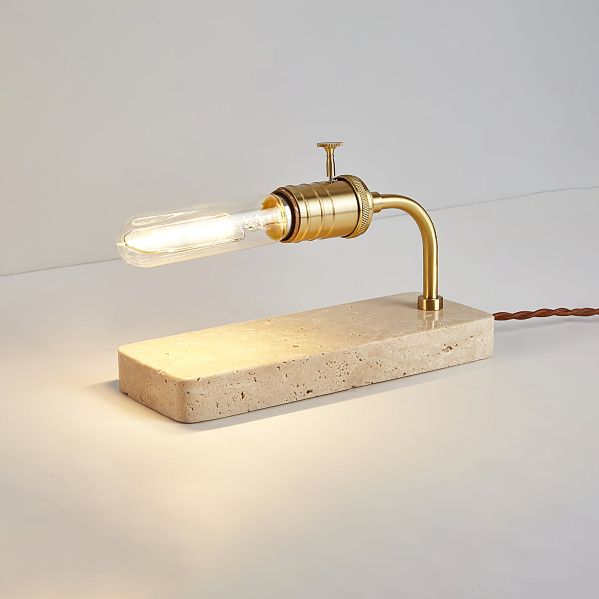 Travertine Vintage Tube Table Lamp – Modern Stone Desk Light