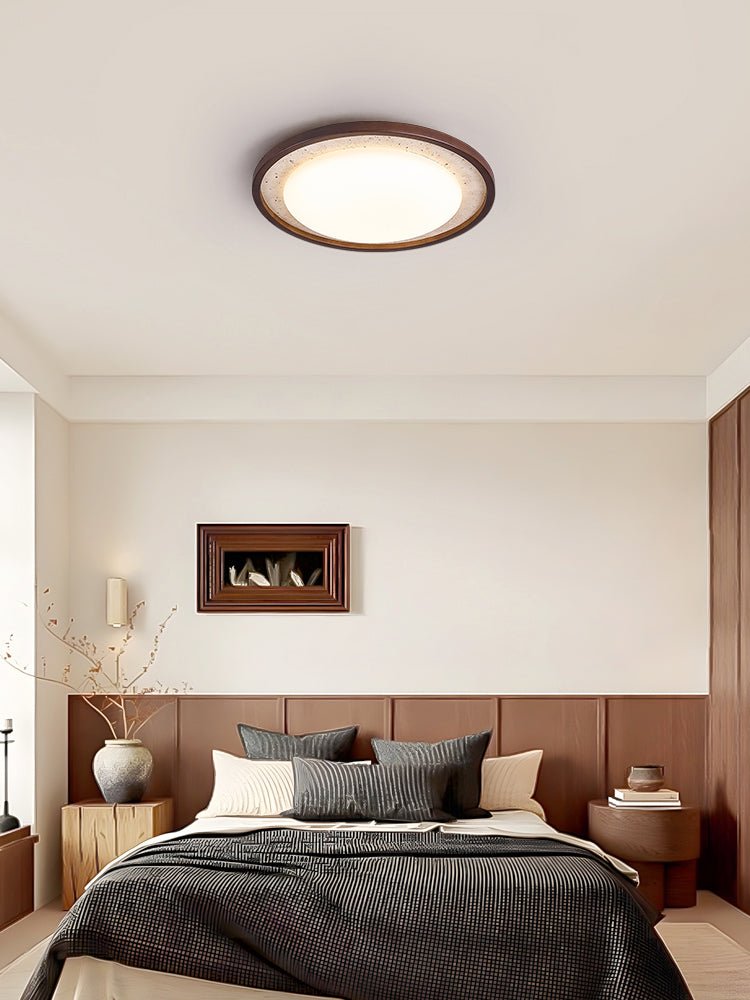 Travertine Wood LED Flush Mount Ceiling Light for Modern Interiors