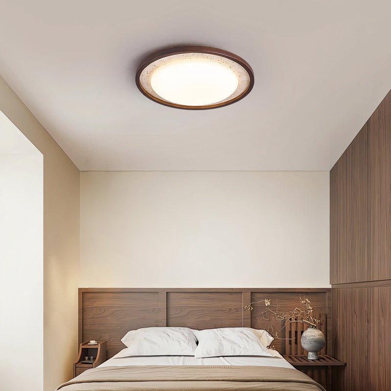 Travertine Wood LED Flush Mount Ceiling Light for Modern Interiors