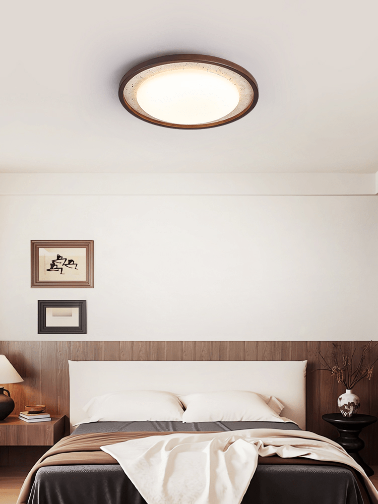 Travertine Wood LED Flush Mount Ceiling Light for Modern Interiors