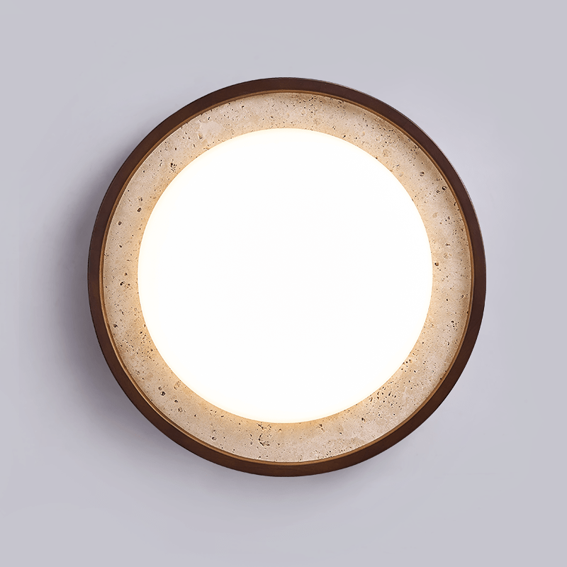 Travertine Wood LED Flush Mount Ceiling Light for Modern Interiors