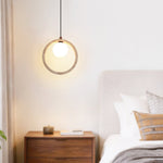 Travira Halo Pendant Light in Natural Travertine
