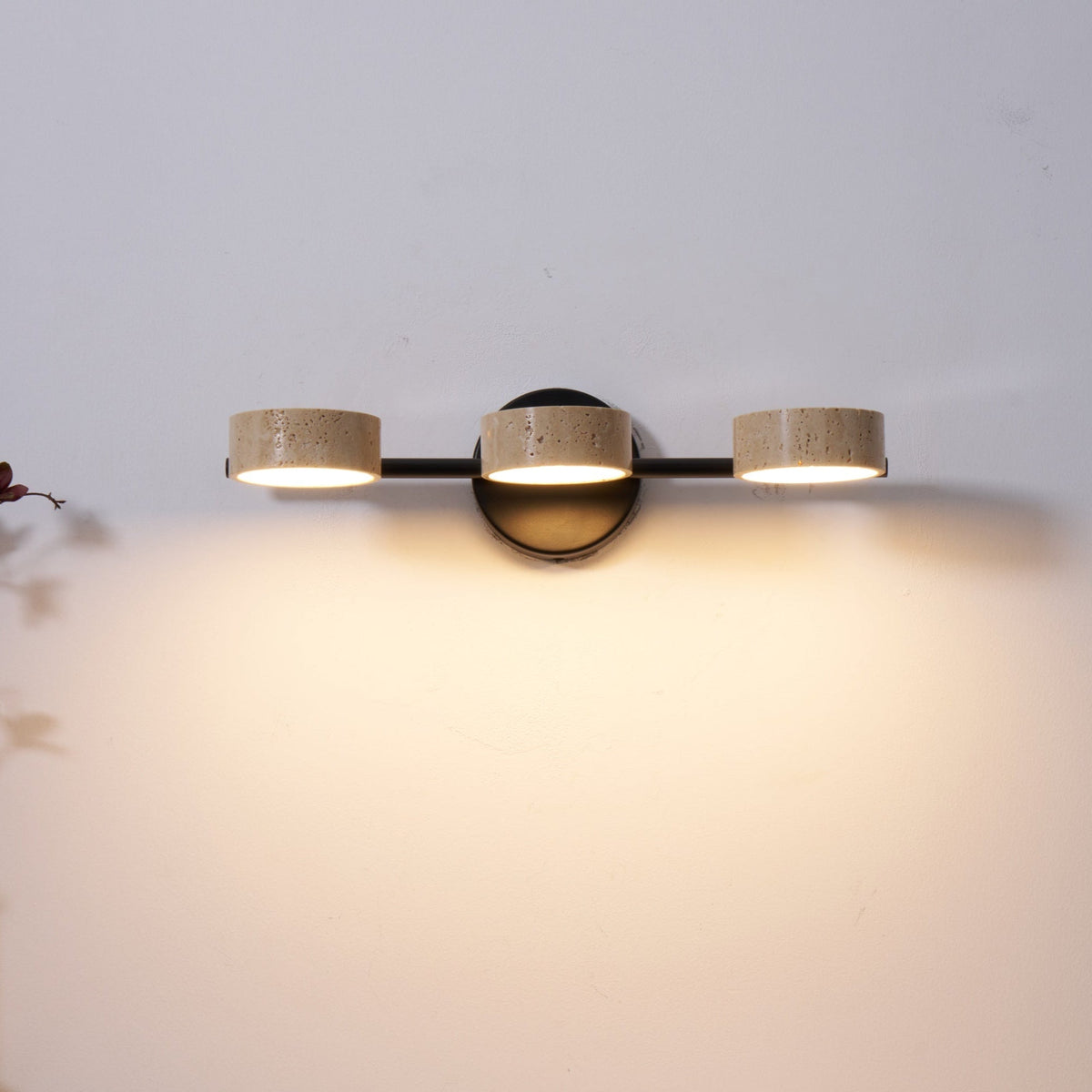 Traviso Beam Vanity Light – Travertine LED Wall Sconce, Modern Minimalist Bathroom Lighting