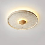 Traviso Halo Travertine LED Ceiling Light in Yellow Travertine