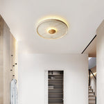 Traviso Halo Travertine LED Ceiling Light in Yellow Travertine