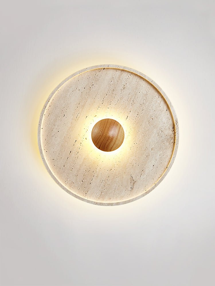 Traviso Halo Travertine LED Ceiling Light in Yellow Travertine