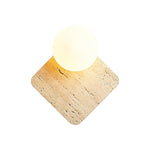 Travora Globe Wall Sconce in Natural Travertine with Opal Glass Shade