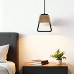 Tressa Pendant Light — Hand-Wrapped Hemp Rope & Black Travertine