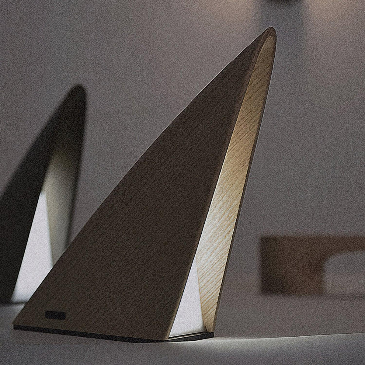Triangular Wooden Table Lamp with Touch Dimming, Cordless LED